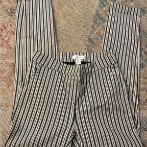Kenar Black and White Vertical Stripe Straight-Leg Pants